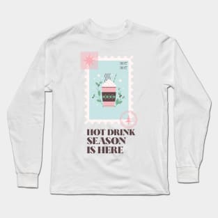 Coffee Lover Happy Holidays Christmas Winter Time Stamp Long Sleeve T-Shirt